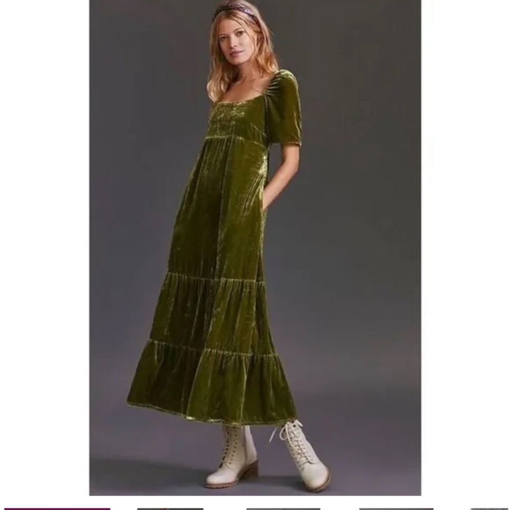 Anthropologie Velvet Empire Dress